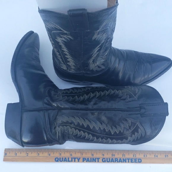 Justin Vintage Black Genuine Leather Cowgirl Western Pull-On Boot Women's 10.5 D - Picture 15 of 16